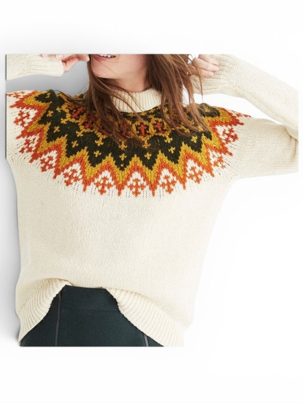 NWT Madewell Fair Isle Boxy Sweater Size L